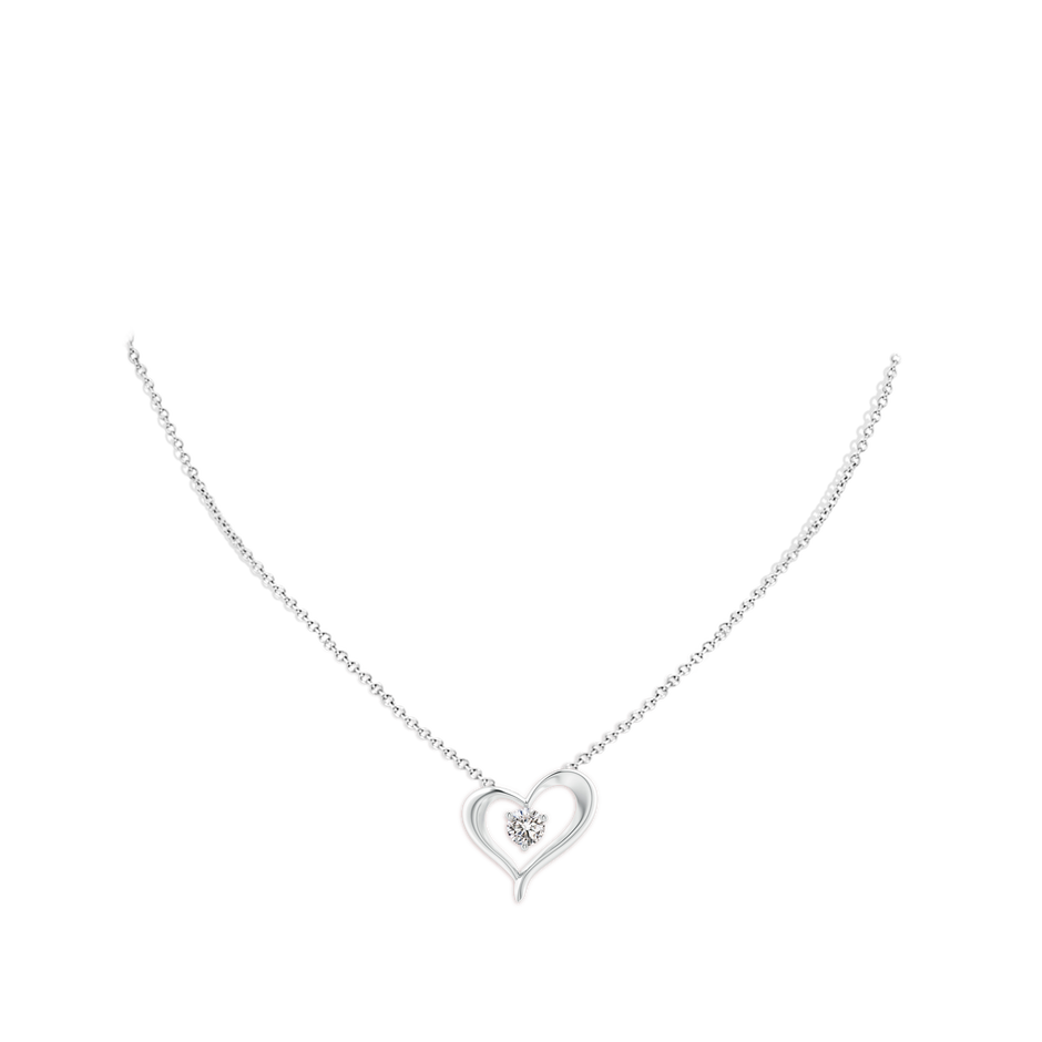 5.1mm IJI1I2 Solitaire Diamond Ribbon Heart Pendant in White Gold pen