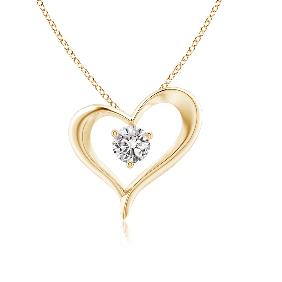5.1mm IJI1I2 Solitaire Diamond Ribbon Heart Pendant in Yellow Gold 