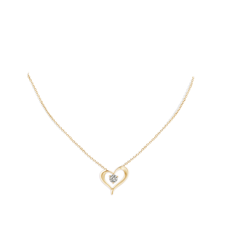 5.1mm KI3 Solitaire Diamond Ribbon Heart Pendant in Yellow Gold pen