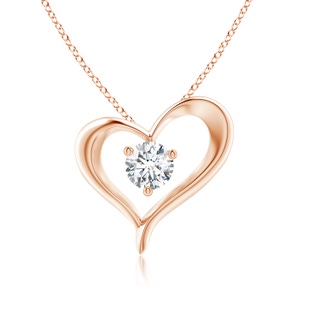 6.4mm GVS2 Solitaire Diamond Ribbon Heart Pendant in 18K Rose Gold