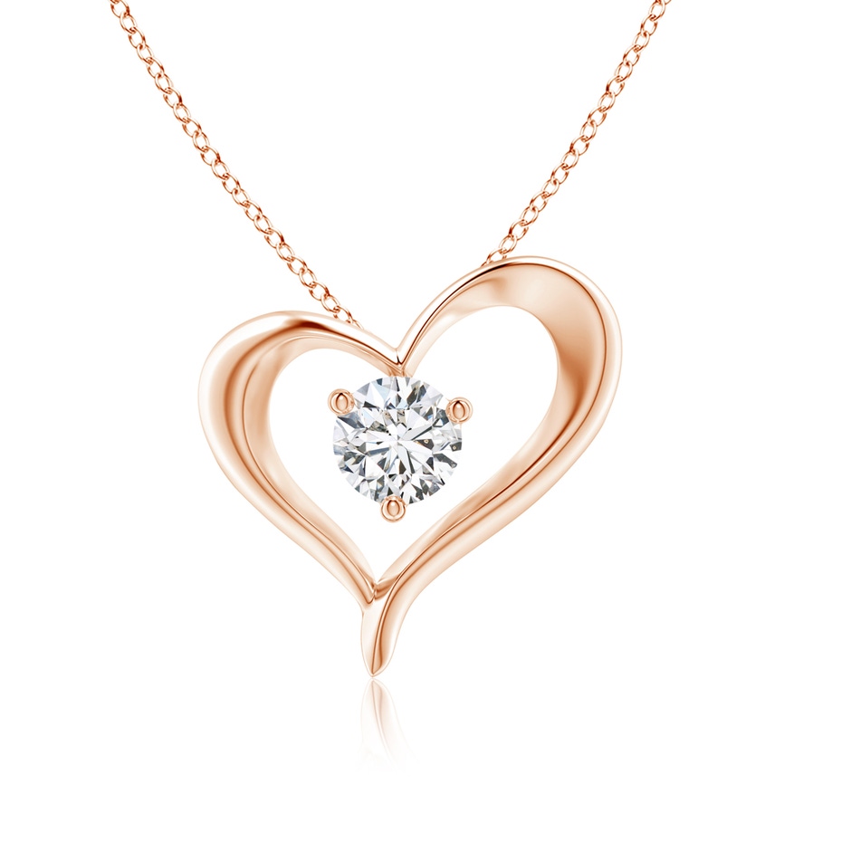 6.4mm HSI2 Solitaire Diamond Ribbon Heart Pendant in Rose Gold 