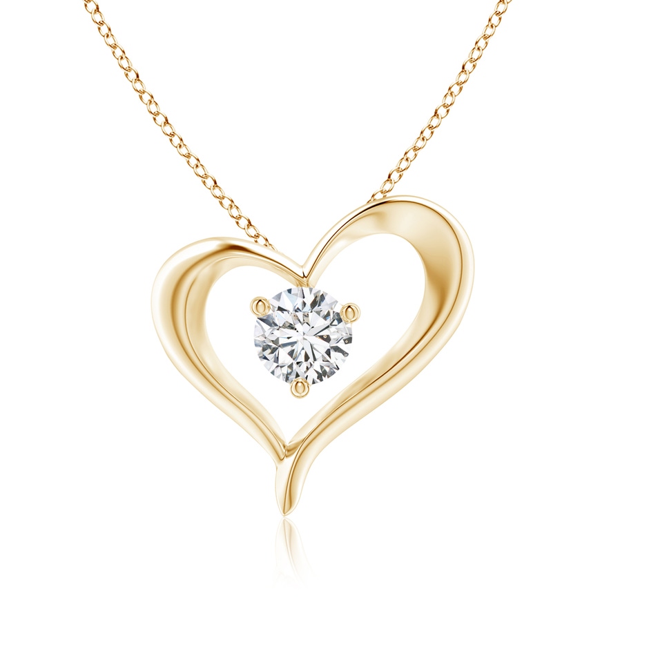 6.4mm HSI2 Solitaire Diamond Ribbon Heart Pendant in Yellow Gold 