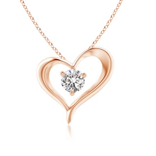 6.4mm IJI1I2 Solitaire Diamond Ribbon Heart Pendant in 9K Rose Gold