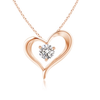 6.4mm IJI1I2 Solitaire Diamond Ribbon Heart Pendant in Rose Gold