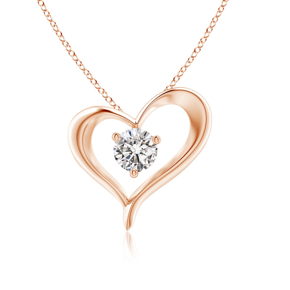 6.4mm IJI1I2 Solitaire Diamond Ribbon Heart Pendant in Rose Gold 