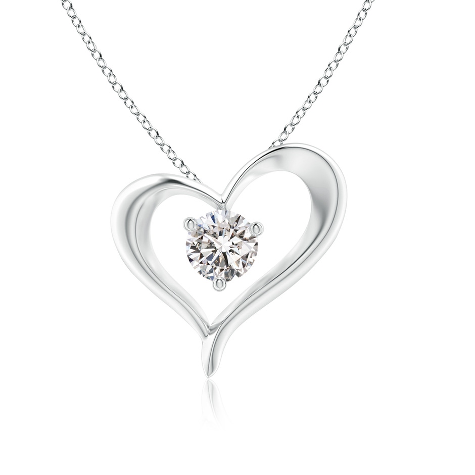 6.4mm IJI1I2 Solitaire Diamond Ribbon Heart Pendant in White Gold 