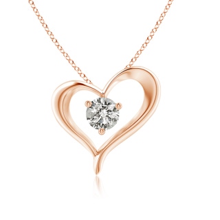 6.4mm KI3 Solitaire Diamond Ribbon Heart Pendant in 10K Rose Gold