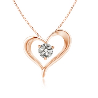 6.4mm KI3 Solitaire Diamond Ribbon Heart Pendant in 9K Rose Gold