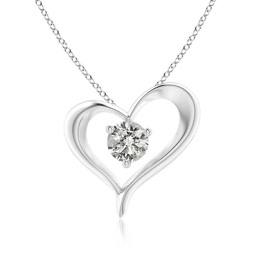 6.4mm KI3 Solitaire Diamond Ribbon Heart Pendant in White Gold 