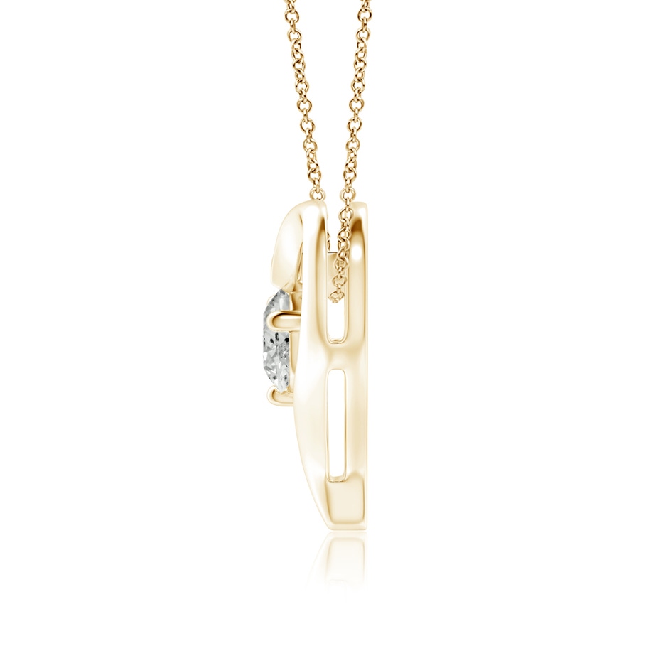 6.4mm KI3 Solitaire Diamond Ribbon Heart Pendant in Yellow Gold side 199