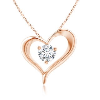 7.4mm GVS2 Solitaire Diamond Ribbon Heart Pendant in 18K Rose Gold