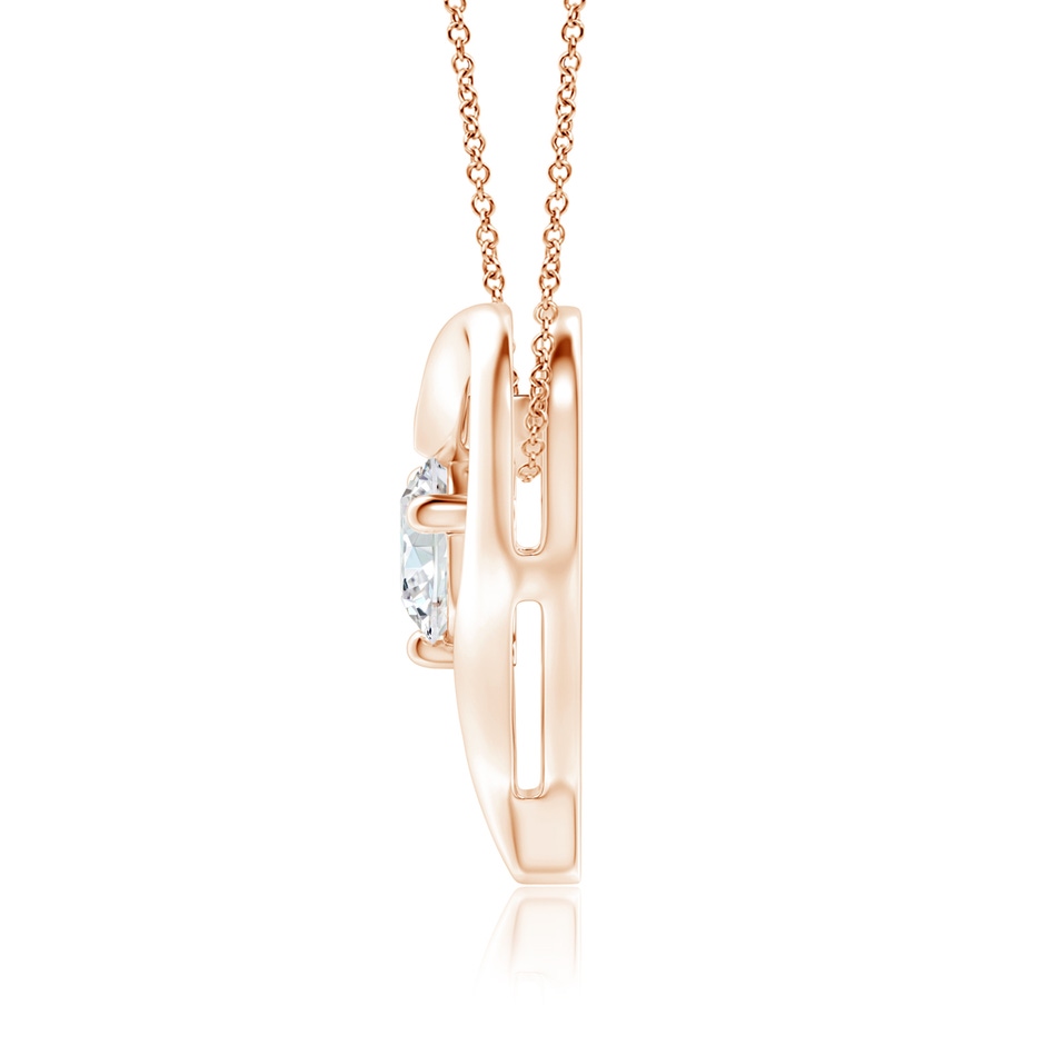 7.4mm GVS2 Solitaire Diamond Ribbon Heart Pendant in Rose Gold side 199