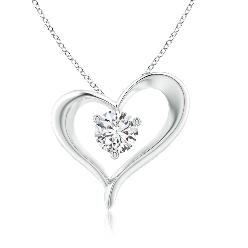 7.4mm HSI2 Solitaire Diamond Ribbon Heart Pendant in P950 Platinum 