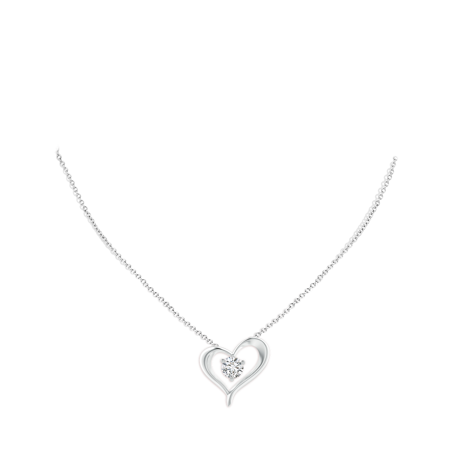 7.4mm HSI2 Solitaire Diamond Ribbon Heart Pendant in P950 Platinum pen