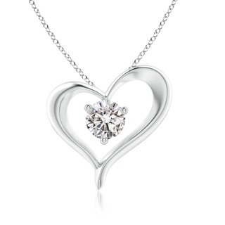 7.4mm IJI1I2 Solitaire Diamond Ribbon Heart Pendant in P950 Platinum