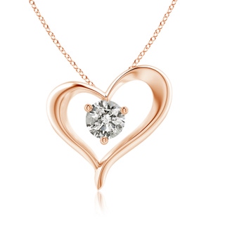 7.4mm KI3 Solitaire Diamond Ribbon Heart Pendant in Rose Gold