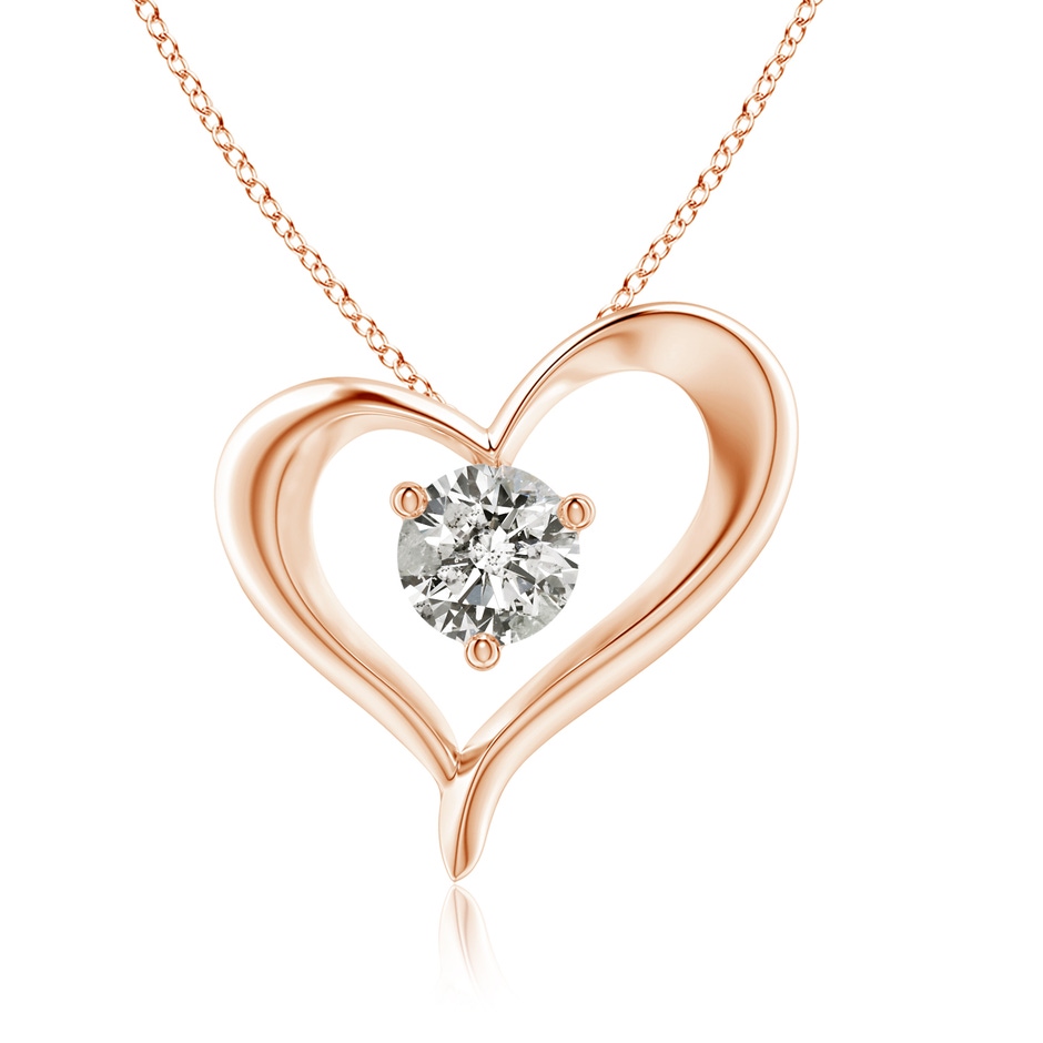 7.4mm KI3 Solitaire Diamond Ribbon Heart Pendant in Rose Gold 