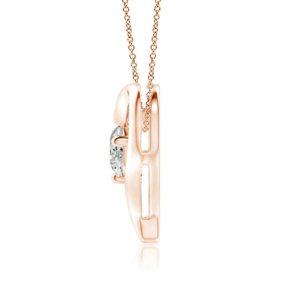 7.4mm KI3 Solitaire Diamond Ribbon Heart Pendant in Rose Gold side 199