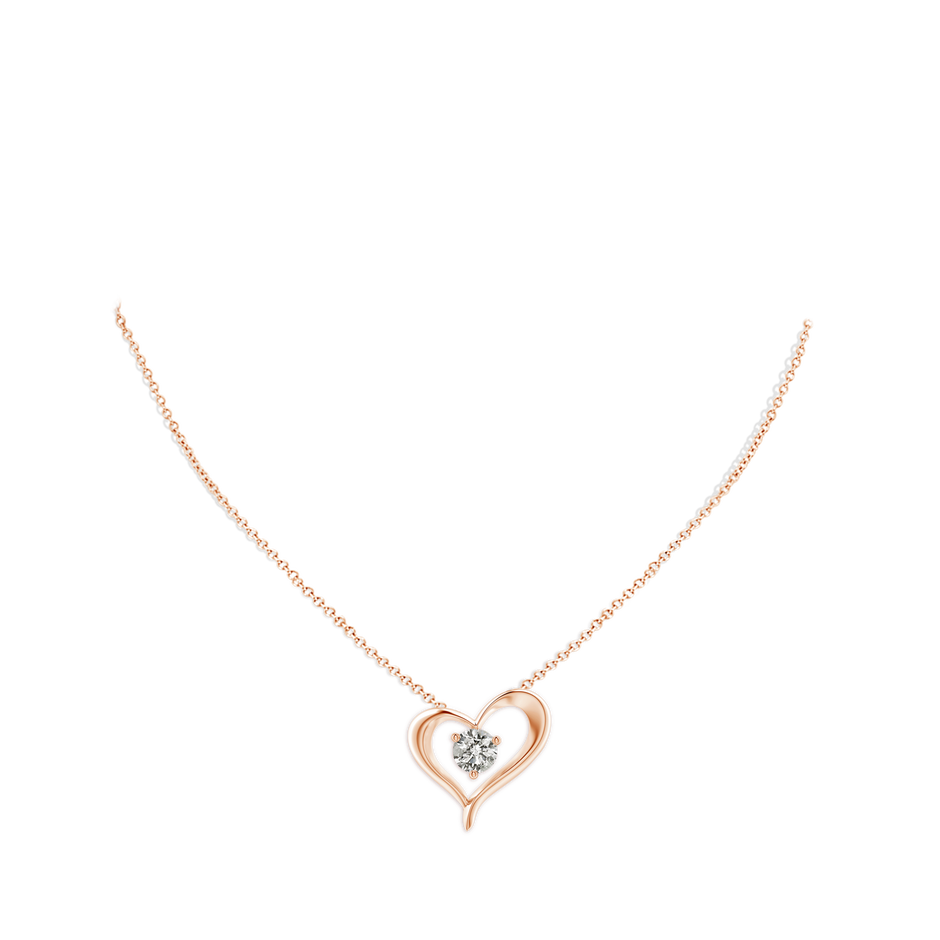 7.4mm KI3 Solitaire Diamond Ribbon Heart Pendant in Rose Gold pen