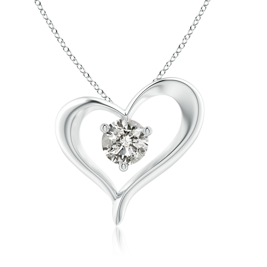 7.4mm KI3 Solitaire Diamond Ribbon Heart Pendant in White Gold 