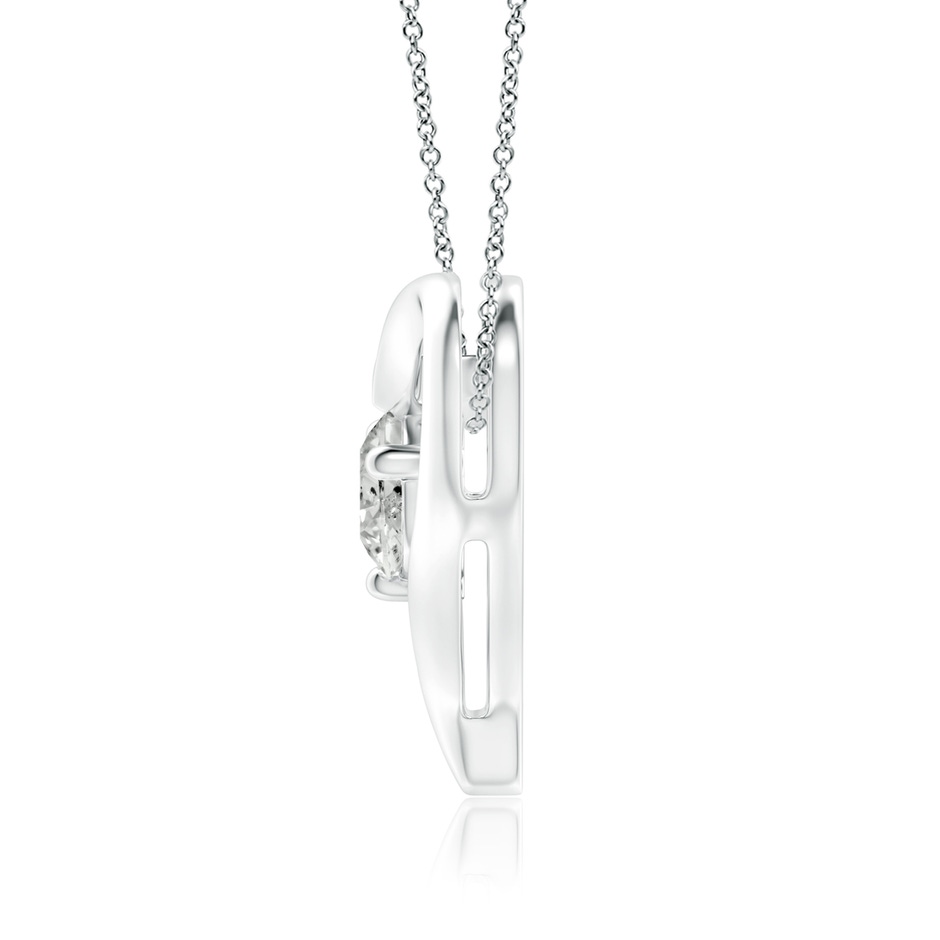 7.4mm KI3 Solitaire Diamond Ribbon Heart Pendant in White Gold side 199