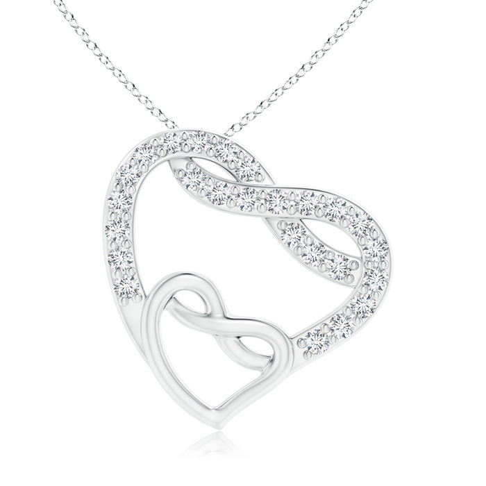 1mm GVS2 Diamond Twin Heart Infinity Knot Pendant in White Gold