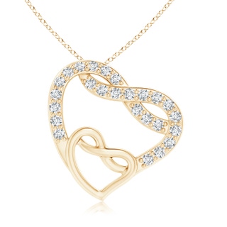 1mm GVS2 Diamond Twin Heart Infinity Knot Pendant in Yellow Gold