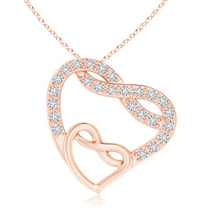 1mm HSI2 Diamond Twin Heart Infinity Knot Pendant in Rose Gold