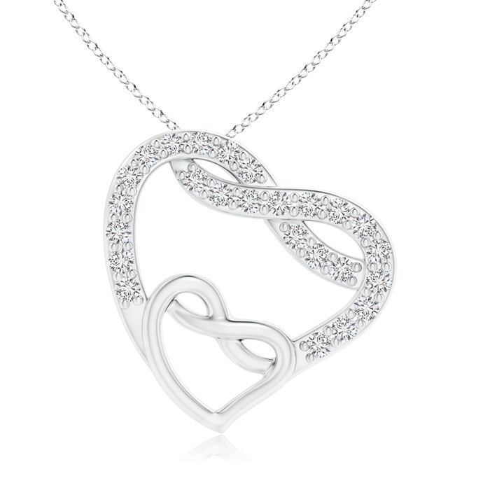 1mm HSI2 Diamond Twin Heart Infinity Knot Pendant in White Gold 