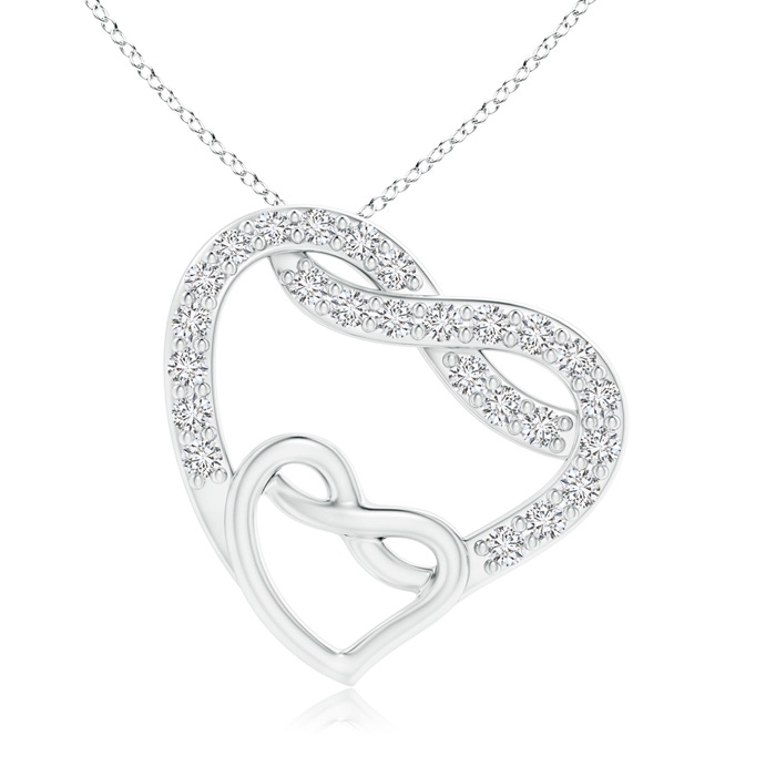 1mm HSI2 Diamond Twin Heart Infinity Knot Pendant in White Gold