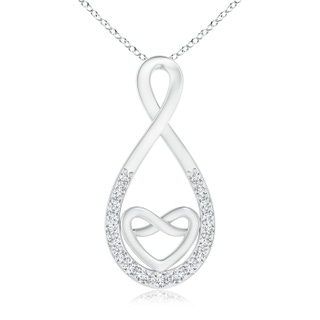 1.3mm GVS2 Prong-Set Diamond Knotted Infinity Heart Pendant in White Gold