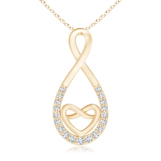 1.3mm GVS2 Prong-Set Diamond Knotted Infinity Heart Pendant in Yellow Gold