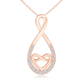 1.3mm HSI2 Prong-Set Diamond Knotted Infinity Heart Pendant in Rose Gold