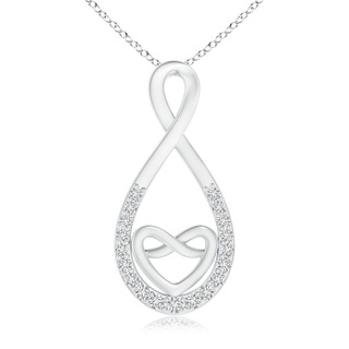 1.3mm HSI2 Prong-Set Diamond Knotted Infinity Heart Pendant in White Gold