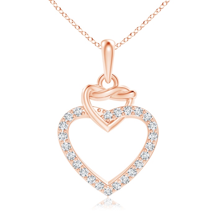 1.1mm GVS2 Diamond Interlocking Heart Dangle Pendant in Rose Gold