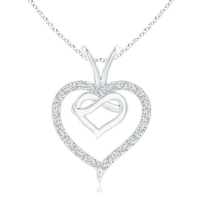 1mm GVS2 Prong-Set Diamond Twin Heart Pendant in White Gold