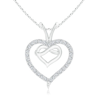 1mm GVS2 Prong-Set Diamond Twin Heart Pendant in White Gold