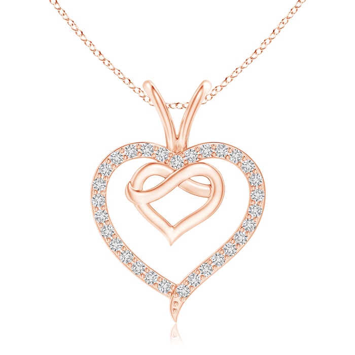 1mm HSI2 Prong-Set Diamond Twin Heart Pendant in Rose Gold 