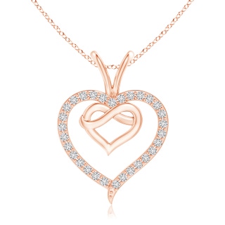 1mm HSI2 Prong-Set Diamond Twin Heart Pendant in Rose Gold