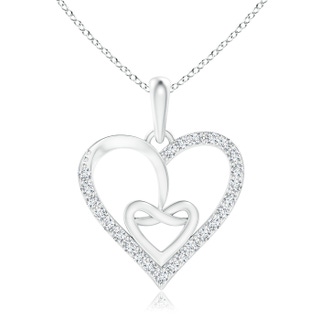 1mm GVS2 Entwined Diamond Ribbon Heart Pendant in White Gold