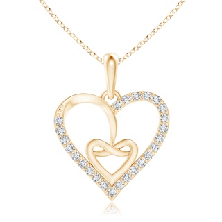 1mm GVS2 Entwined Diamond Ribbon Heart Pendant in Yellow Gold