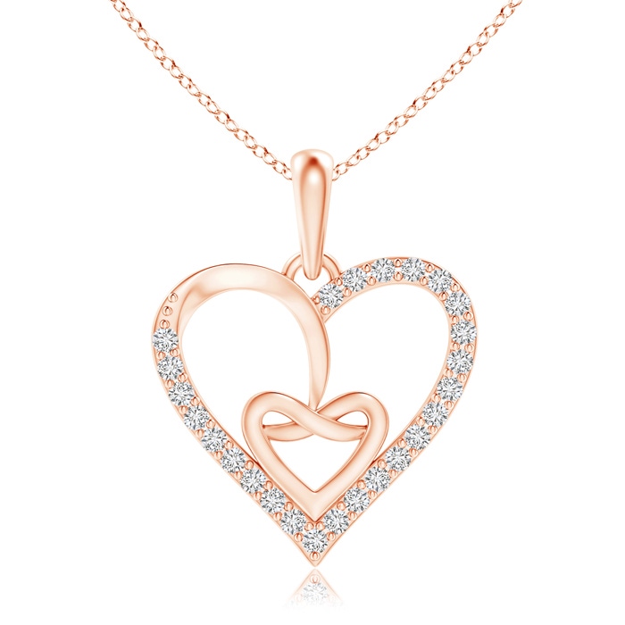 1mm HSI2 Entwined Diamond Ribbon Heart Pendant in Rose Gold 