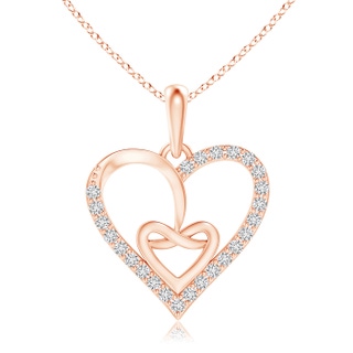 1mm HSI2 Entwined Diamond Ribbon Heart Pendant in Rose Gold