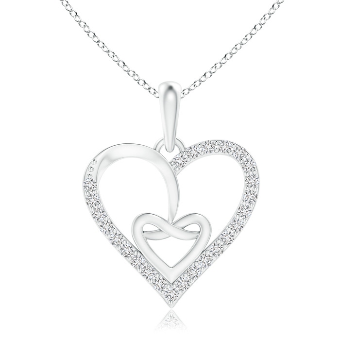 1mm HSI2 Entwined Diamond Ribbon Heart Pendant in White Gold