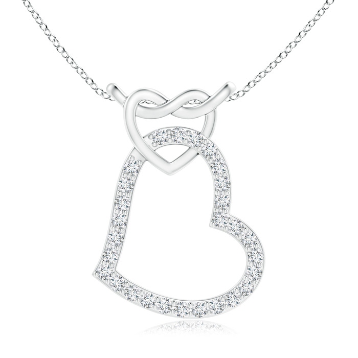 1mm GVS2 Prong-Set Diamond Interlocking Twin Heart Pendant in P950 Platinum 