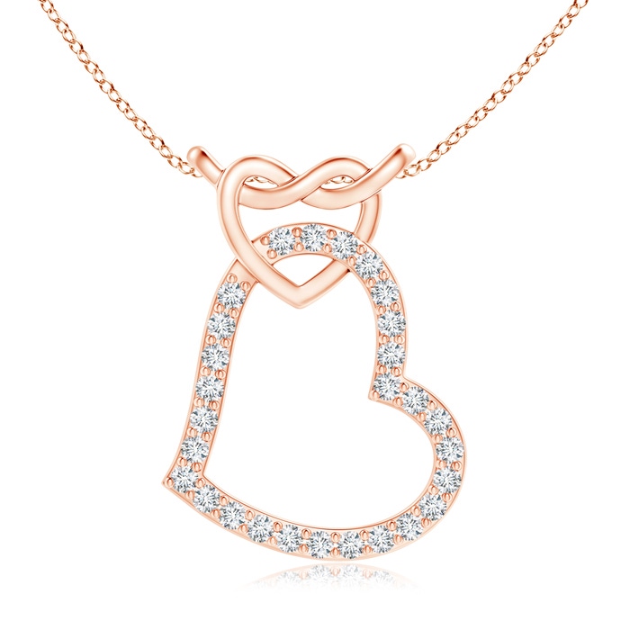 1mm GVS2 Prong-Set Diamond Interlocking Twin Heart Pendant in Rose Gold