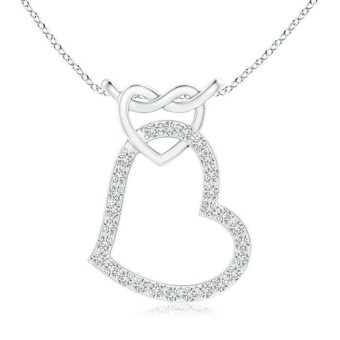 1mm HSI2 Prong-Set Diamond Interlocking Twin Heart Pendant in P950 Platinum