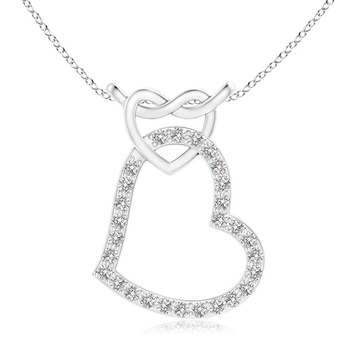 1mm IJI1I2 Prong-Set Diamond Interlocking Twin Heart Pendant in White Gold 