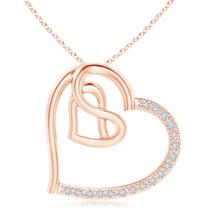 1mm HSI2 Entwined Diamond Tilted Heart Knot Pendant in Rose Gold