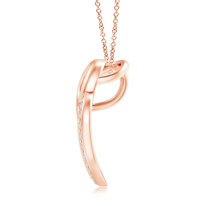1mm HSI2 Entwined Diamond Tilted Heart Knot Pendant in Rose Gold Product Image